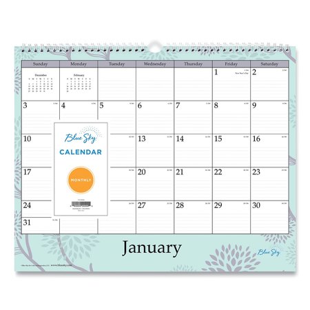 BLUE SKY Wall Calendar, 12 x 15, Jade/Lavender, 2022 101611